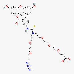 Chemical structure of N-(Azido-PEG2)-N-Fluorescein-PEG3-acid