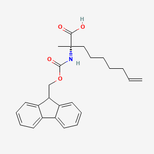 Chemical structure of (S)-N-FMoc-2-(6'-heptenyl)alanine