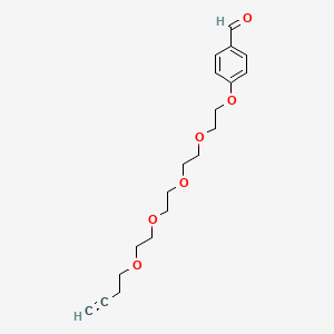 Chemical structure of Aldehyde-benzyl-PEG5-alkyne