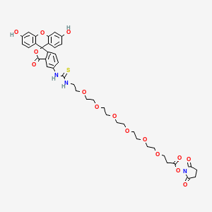 Chemical structure of Fluorescein-PEG6-NHS ester