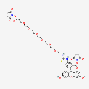 Chemical structure of Fluorescein-PEG6-bis-NHS ester