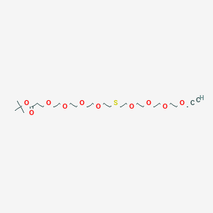 Chemical structure of Propargyl-PEG4-S-PEG4-Boc
