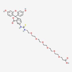 Chemical structure of Fluorescein-PEG6-Acid