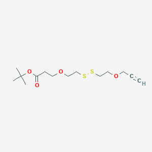 Chemical structure of Propargyl-PEG1-SS-PEG1-C2-Boc