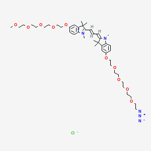 Chemical structure of N-Methyl-N'-methyl-O-(m-PEG4)-O'-(azide-PEG4)-Cy3