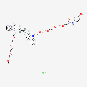 Chemical structure of N-(m-PEG4)-N'-(4-Hydroxycyclohexyl-1-amido-PEG4)-Cy5