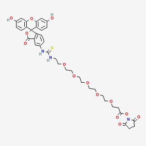 Chemical structure of Fluorescein-PEG5-NHS ester