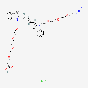Chemical structure of N-(Azide-PEG3)-N'-(PEG4-acid)-Cy5