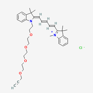 Chemical structure of N-methyl-N'-(propargyl-PEG4)-Cy5
