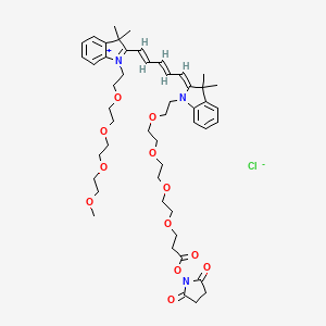 Chemical structure of N-(m-PEG4)-N'-(PEG4-NHS ester)-Cy5