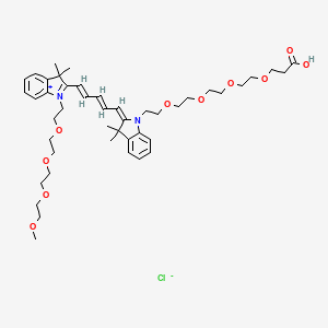 Chemical structure of N-(m-PEG4)-N'-(PEG4-acid)-Cy5