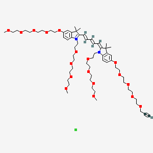 Chemical structure of N-(m-PEG4)-N'-(m-PEG4)-O-(m-PEG4)-O'-(propargyl-PEG4)-Cy5