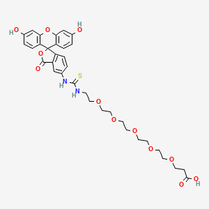 Chemical structure of Fluorescein-PEG5-acid
