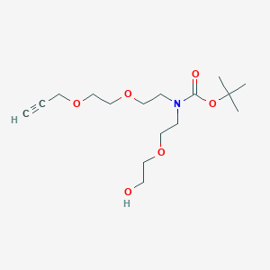 Chemical structure of N-(PEG1-OH)-N-Boc-PEG2-propargyl