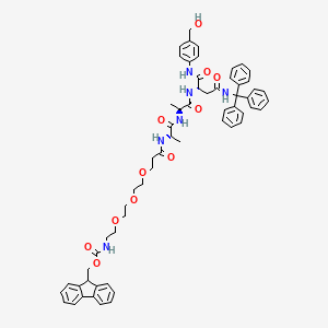 Chemical structure of Fmoc-PEG3-Ala-Ala-Asn(Trt)-PAB