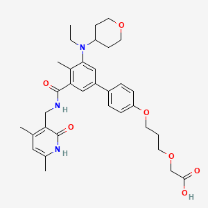 Chemical structure of Tazemetostat de(methylene morpholine)-O-C3-O-C-COOH