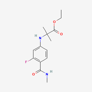 Chemical structure of Ethyl 2-((3-fluoro-4-(methylcarbamoyl)phenyl)amino)-2-methylpropanoate