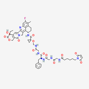 Chemical structure of MC-Gly-Gly-Phe-Gly-amide-cyclopropanol-amide-Exatecan