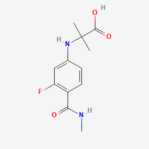 Chemical structure of 2-((3-Fluoro-4-(methylcarbamoyl)phenyl)amino)-2-methylpropanoic acid