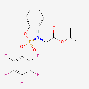 Chemical structure of (S)-isopropyl 2-(((S)-(perfluorophenoxy)(phenoxy)phosphoryl)amino)propanoate