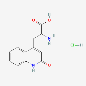 Chemical structure of 2-Amino-3-(2-oxo-1,2-dihydroquinolin-4-yl)propanoic acid hydrochloride