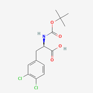 Chemical structure of (R)-2-((tert-Butoxycarbonyl)amino)-3-(3,4-dichlorophenyl)propanoic acid
