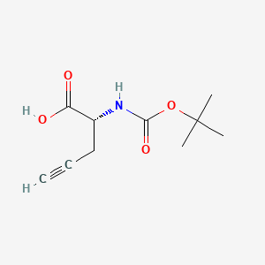 Chemical structure of (R)-2-((tert-Butoxycarbonyl)amino)pent-4-ynoic acid