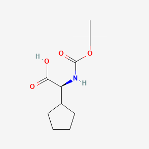 Chemical structure of (S)-2-((tert-Butoxycarbonyl)amino)-2-cyclopentylacetic acid