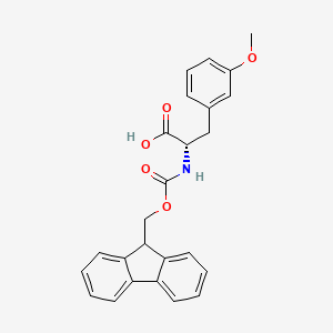 Chemical structure of N-[(9H-Fluoren-9-ylmethoxy)carbonyl]-3-methoxy-L-phenylalanine