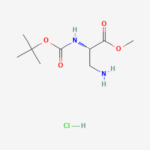 Chemical structure of (S)-Methyl 3-amino-2-((tert-butoxycarbonyl)amino)propanoate hydrochloride