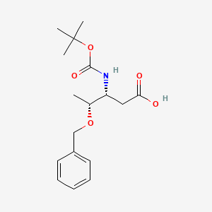 Chemical structure of (3R,4R)-4-(benzyloxy)-3-((tert-butoxycarbonyl)amino)pentanoic acid