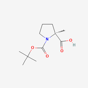Chemical structure of (S)-1-(tert-Butoxycarbonyl)-2-methylpyrrolidine-2-carboxylic acid