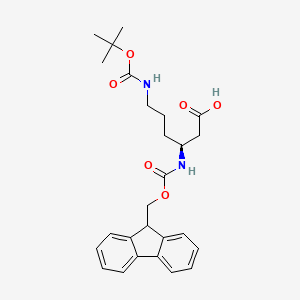Chemical structure of Fmoc-L-beta-Lys(Boc)-OH