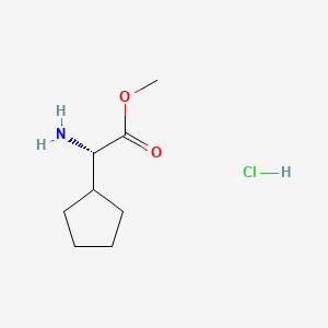 Chemical structure of (S)-Methyl 2-amino-2-cyclopentylacetate hydrochloride