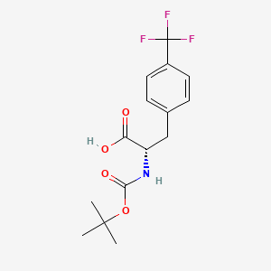 Chemical structure of (S)-2-((tert-Butoxycarbonyl)amino)-3-(4-(trifluoromethyl)phenyl)propanoic acid