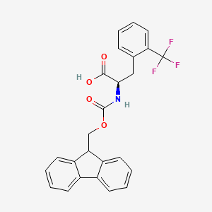Chemical structure of (R)-2-((((9H-Fluoren-9-yl)methoxy)carbonyl)amino)-3-(2-(trifluoromethyl)phenyl)propanoic acid