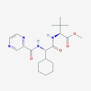 Chemical structure of (2S)-Methyl 2-(2-cyclohexyl-2-(pyrazine-2-carboxamido)acetamido)-3,3-dimethylbutanoate