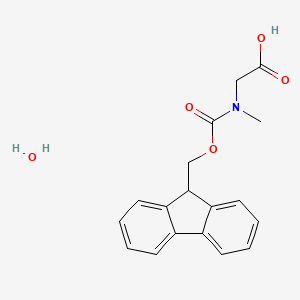Chemical structure of 2-((((9H-Fluoren-9-yl)methoxy)carbonyl)(methyl)amino)acetic acid hydrate