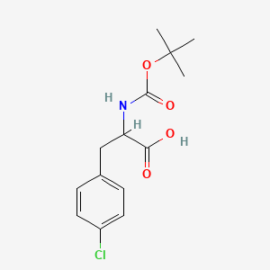 Chemical structure of 2-((tert-Butoxycarbonyl)amino)-3-(4-chlorophenyl)propanoic acid