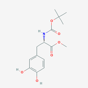 Chemical structure of (S)-Methyl 2-((tert-butoxycarbonyl)amino)-3-(3,4-dihydroxyphenyl)propanoate