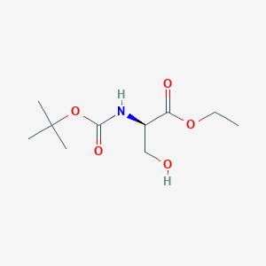 Chemical structure of (R)-Ethyl 2-((tert-butoxycarbonyl)amino)-3-hydroxypropanoate