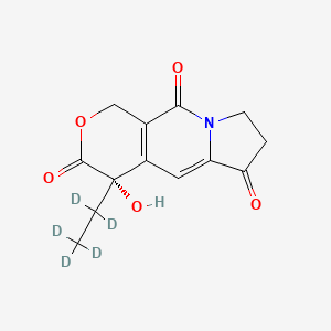 Chemical structure of (S)-4-Ethyl-4-hydroxy-7,8-dihydro-1H-pyrano[3,4-f]indolizine-3,6,10(4H)-trione-d5