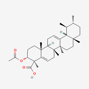 Chemical structure of 3α-Acetoxyurs-5:12-dien-24-oic acid