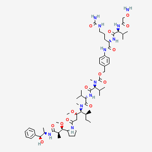 Chemical structure of (Aminooxy)acetamide-Val-Cit-PAB-MMAE