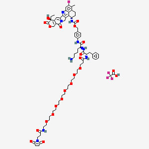 Chemical structure of Mal-PEG8-Phe-Lys-PAB-Exatecan TFA