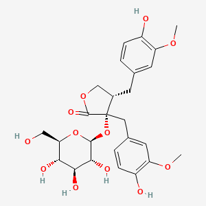 Chemical structure of Nortrachelogenin-8'-O-β-glucoside