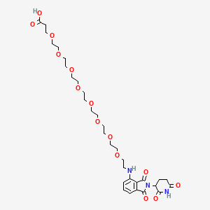 Chemical structure of Pomalidomide-5'-PEG8-C2-COOH
