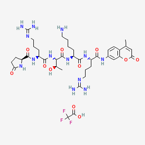 Chemical structure of Pyr-Arg-Thr-Lys-Arg-AMC TFA