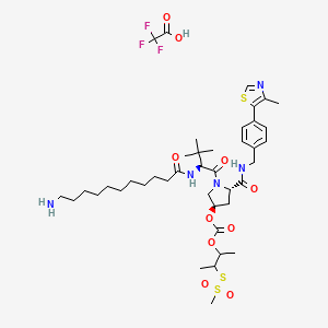 Chemical structure of (S,R,S)-AHPC-3-methylbutanyl acetate-methanesulfonothioate-Me-C10-NH2 TFA