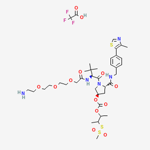 Chemical structure of (S,R,S)-AHPC-3-methylbutanyl acetate-methanesulfonothioate-PEG3-NH2 TFA